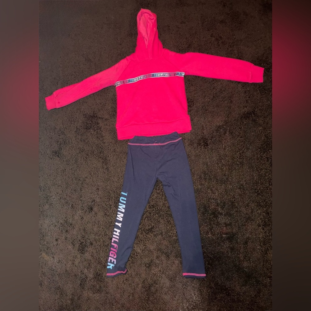 Tommy Hilfiger Vibrant Red Hoodie and Navy Leggings